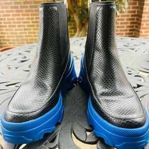 Sorel Brex Black/ Cobalt Blue waterproof leather Chelsea boots size 7